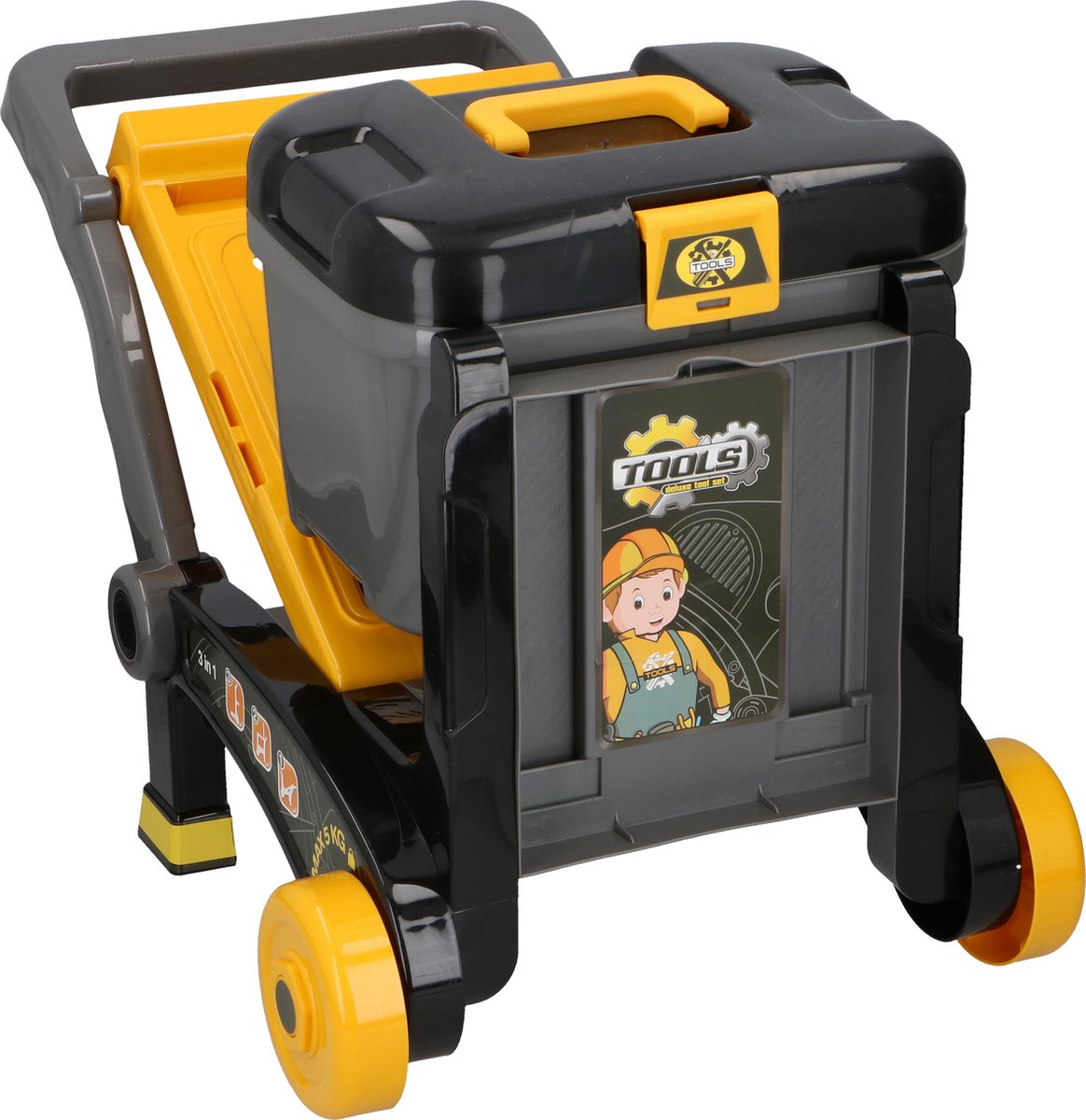Set de construcción de juegos - 3 en 1: carro, carrito y banco de trabajo - muchos accesorios