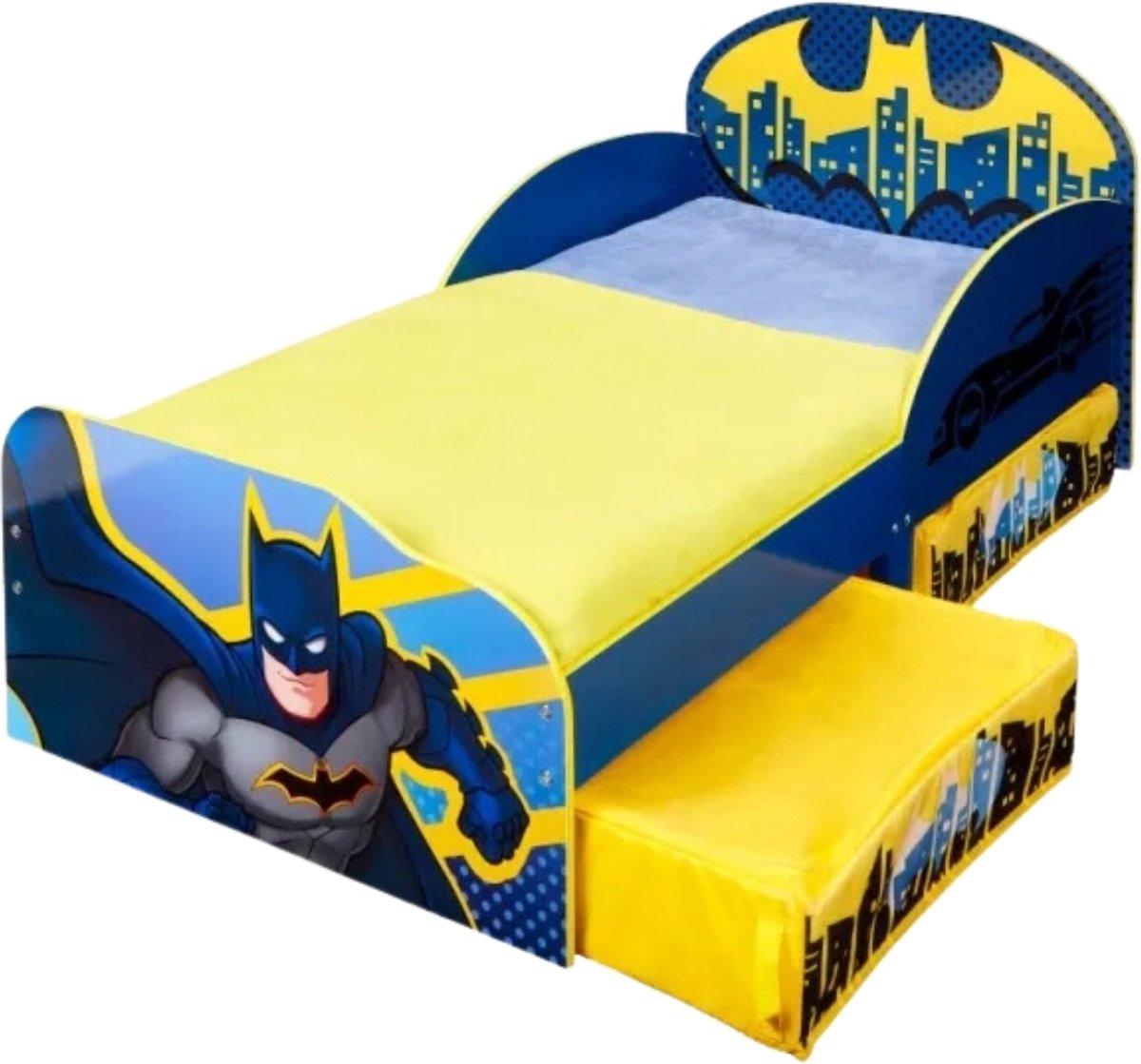 Cama Batman para niños con espacio de almacenamiento.