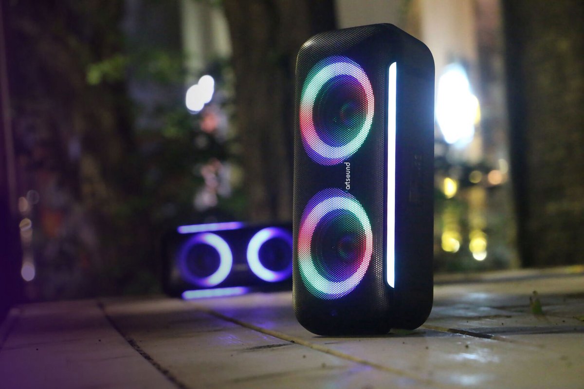 Altavoz Bluetooth inalámbrico Artsound Lightbeats M con luces de fiesta, negro