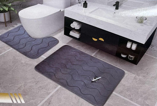Juego de alfombrillas de baño con recorte gris claro