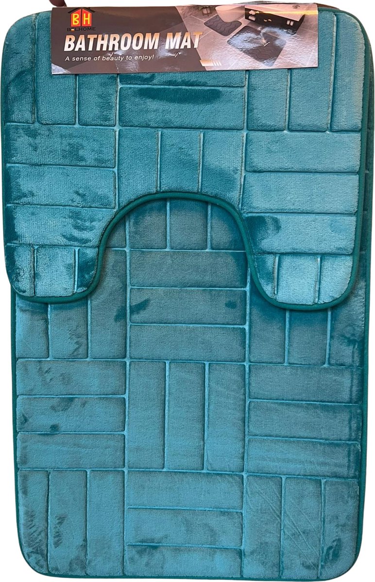 Juego de alfombras de baño con recorte turquesa