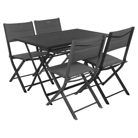 Conjunto de jardín – Mesa de jardín plegable rectangular Azua con 4 sillas