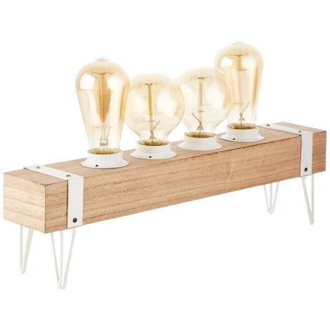 Lámpara de mesa Brilliant madera blanca
